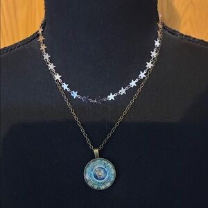 Gold and Blue Star Pendant Necklace